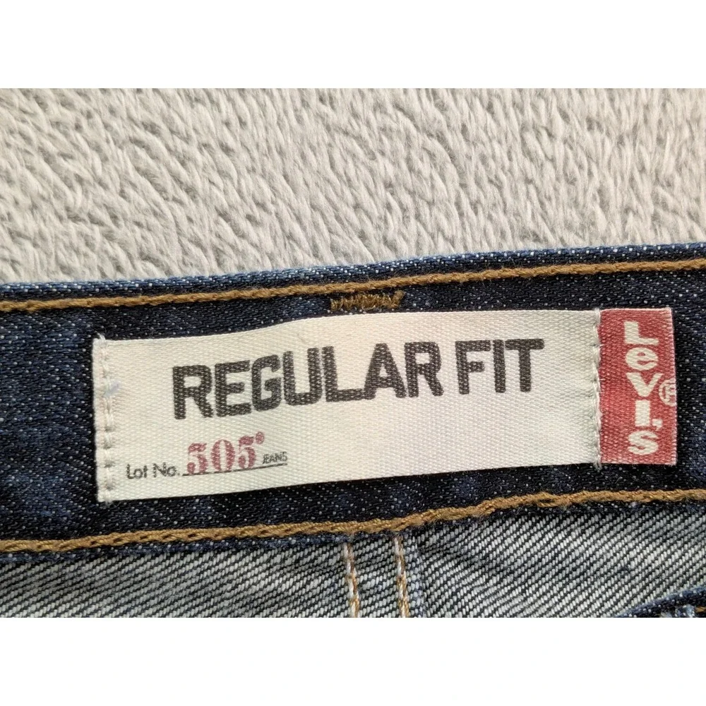 Levis 505 Regular Fit Jeans Mens 30x32 Dark Wash Indigo Straight Leg Denim